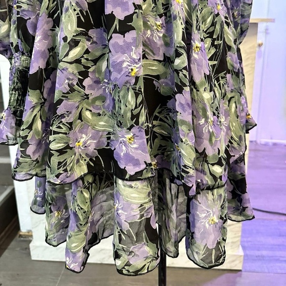 Boho Tiered Ruffle Layer Floral Mini Dress (medium) - Picture 12 of 12